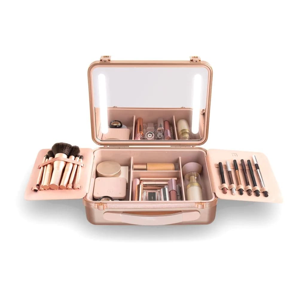 Beautifect Box - Multi-Compartment Makeup Box with Built-in Mirror - Gold