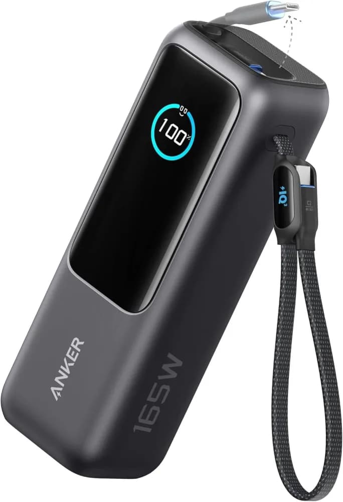 Anker Power Bank, 25,000mAh 165W Ultra-Fast Portable Charger for Dual Laptops, Fast Charging Battery Pack with Built-In & Retractable Cables | A1695H1