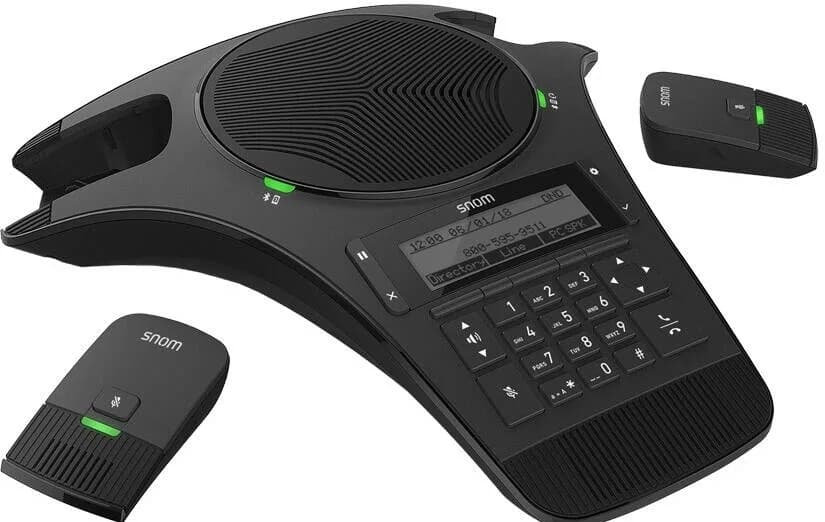 Snom C520 Conference System, 29 Hard Keys, 2 Detachable Wireless Microphones, Full Duplex, Echo Suppression, Up to Three C52-SP Expandable, Bluetooth Connection, Black | C520