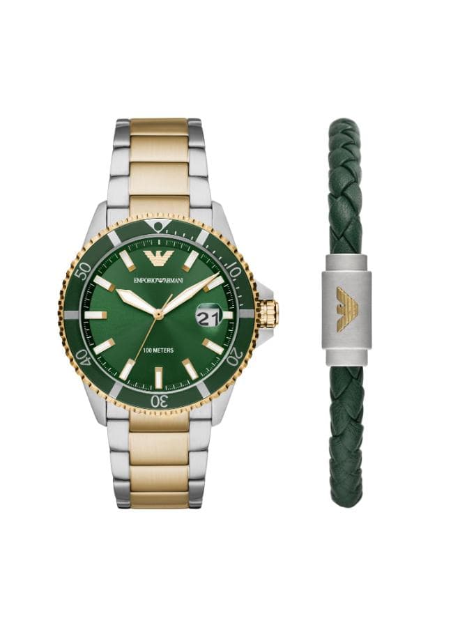 Thumbnail 1 for EMPORIO ARMANI DIVER Men's Analog Green Dial Watch