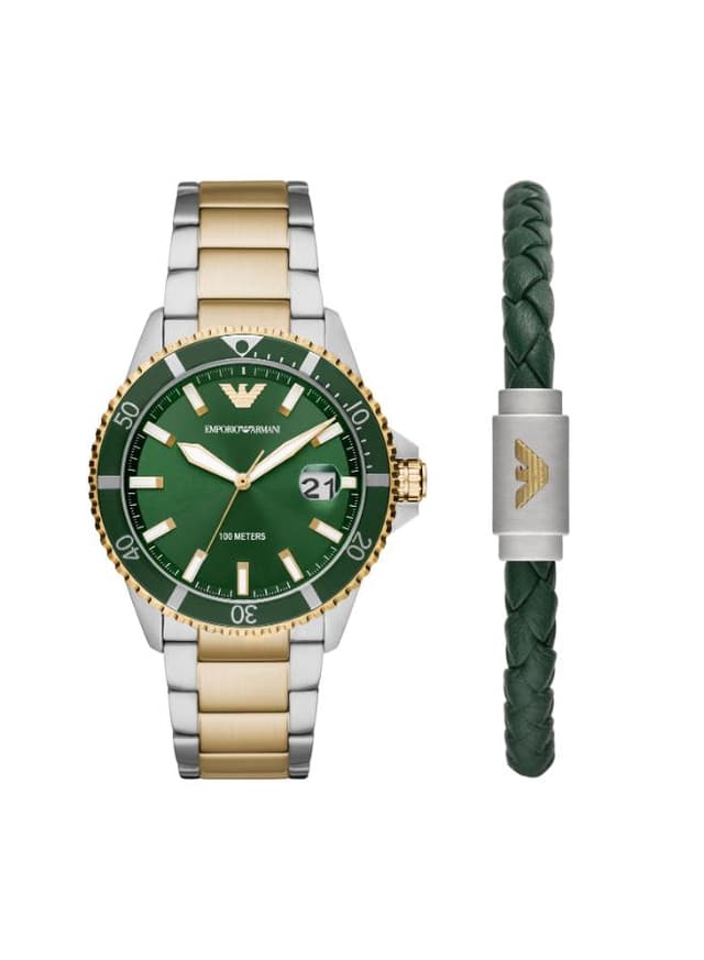 EMPORIO ARMANI DIVER Men's Analog Green Dial Watch