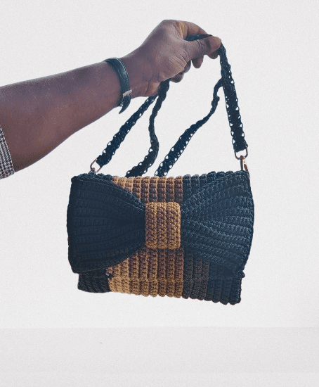 Thumbnail 1 for Green Strip Crotchet Bag