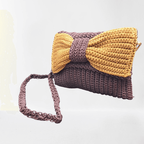 Thumbnail 1 for Brown Bowtie Crotchet Bag