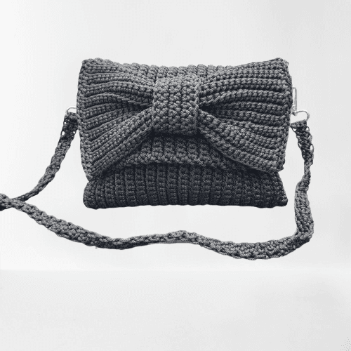 Thumbnail 1 for Gray Bowtie Crotchet Bag
