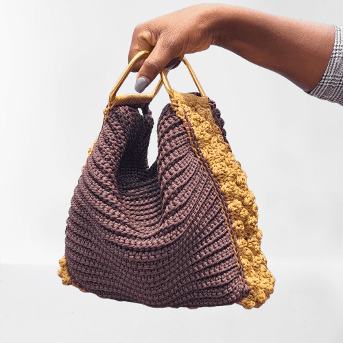Brown Stripe Crotchet bag 