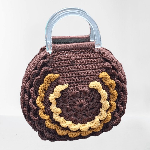 Thumbnail 1 for Round Brown Crotchet Bag