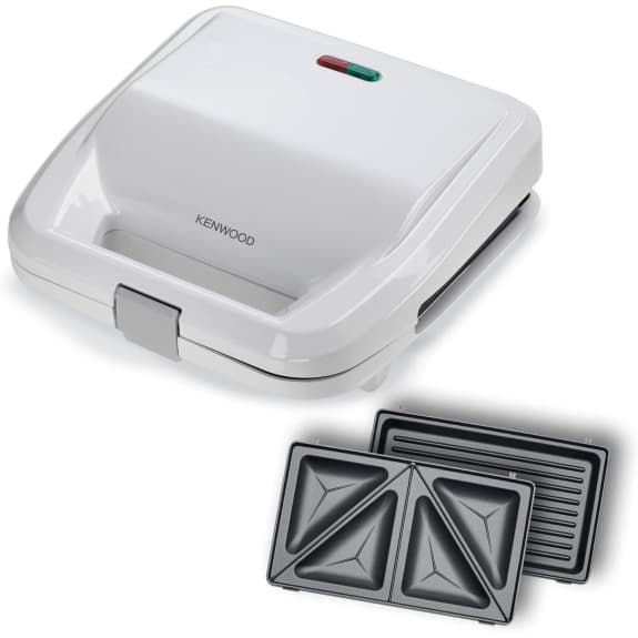Thumbnail 1 for KENWOOD 2-in-1 Sandwich Maker \& Grill with 2 Sets of Non Stick Multifunctional Plates for Grilling and Toasted Sandwiches SMP02.000WH White