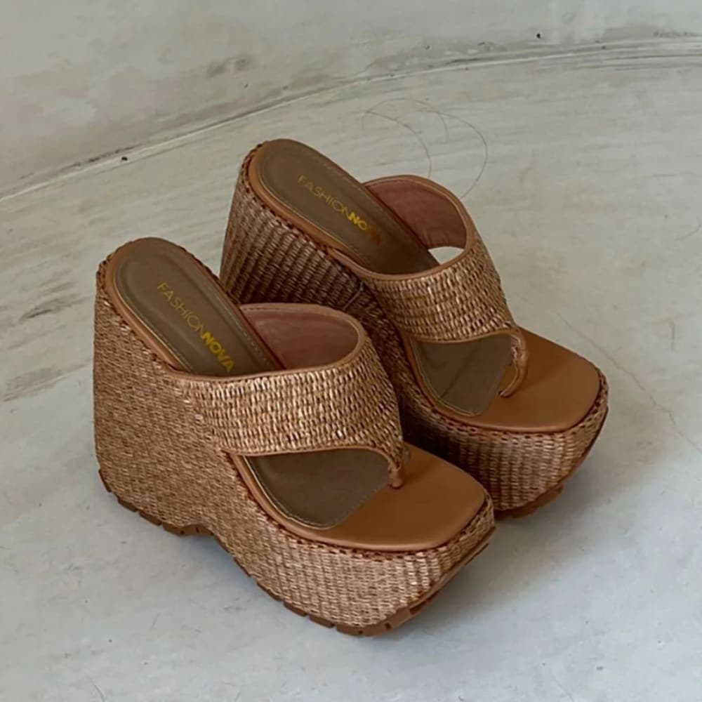 Thumbnail 5 for Platform Wedges - Tan