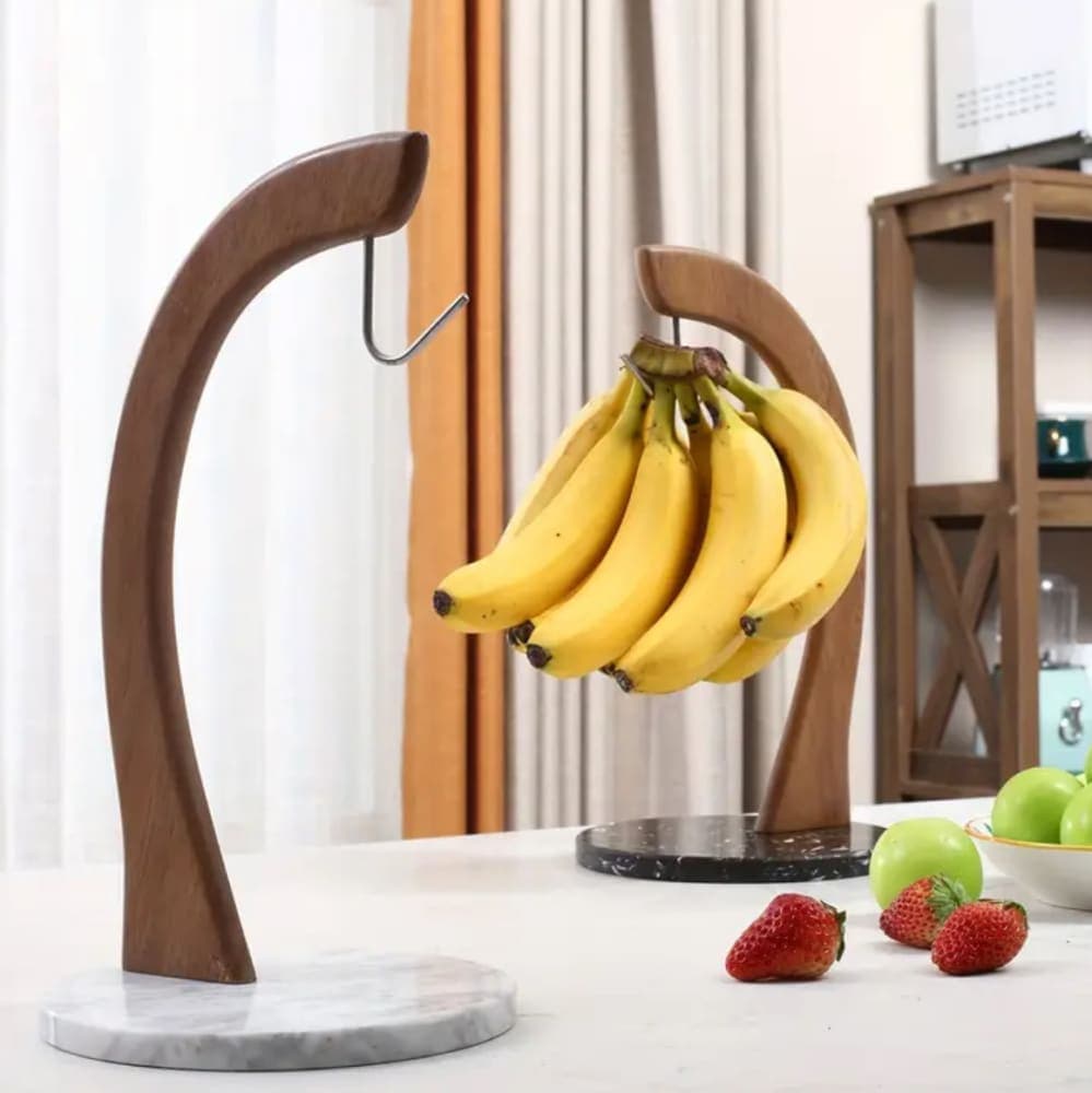 Thumbnail 3 for White Marble Base Elegant Wood banana hanger 