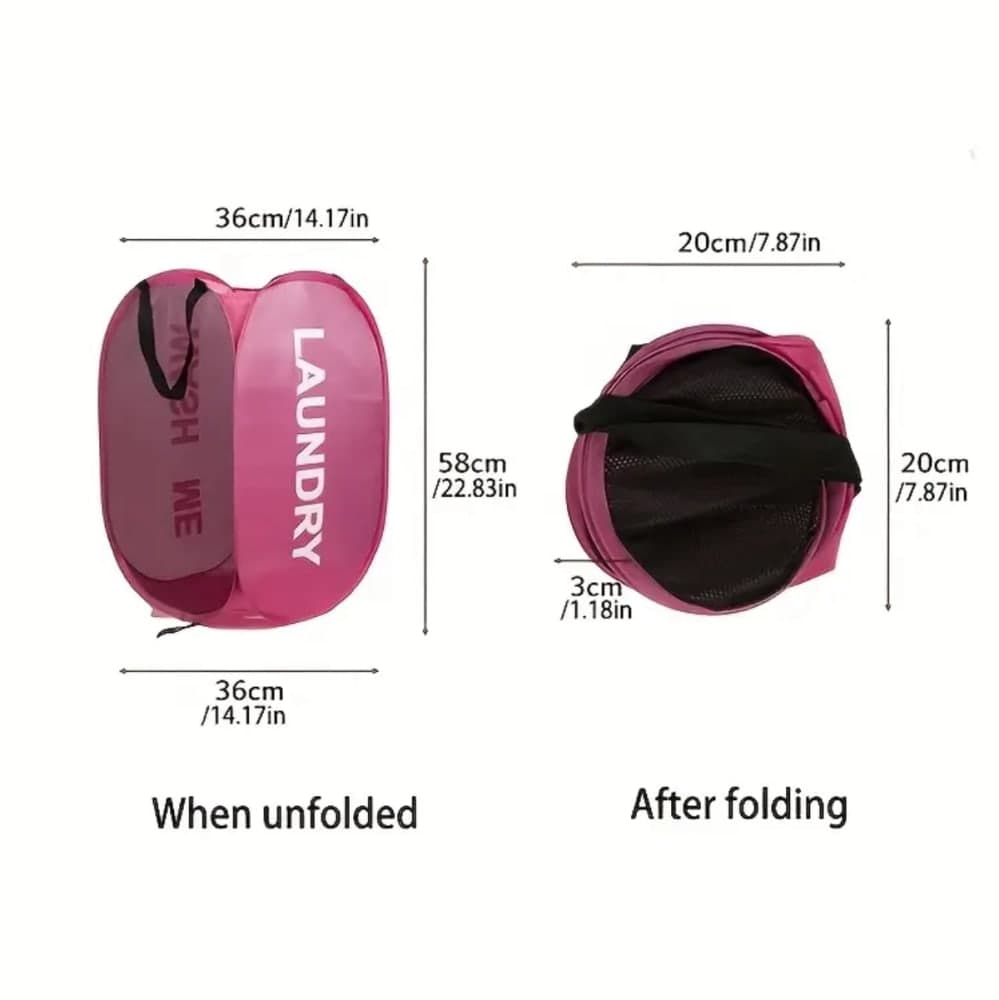 Thumbnail 2 for 1pc Foldable Laundry Basket With Dual Compartments