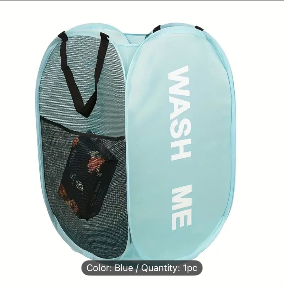 Thumbnail 3 for 1pc Foldable Laundry Basket With Dual Compartments