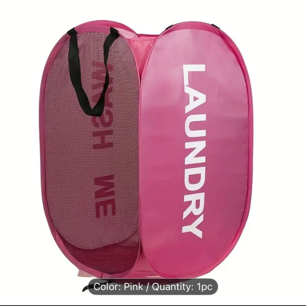 Thumbnail 4 for 1pc Foldable Laundry Basket With Dual Compartments