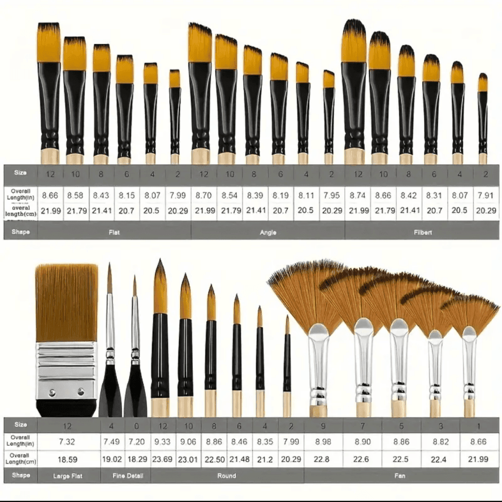 Thumbnail 2 for 32pcs Artist Paint Brush Set With Nylon Bristles 