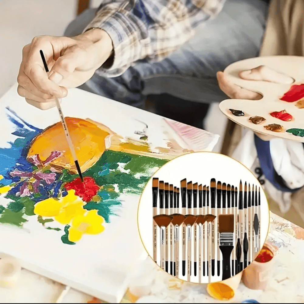 Thumbnail 4 for 32pcs Artist Paint Brush Set With Nylon Bristles 