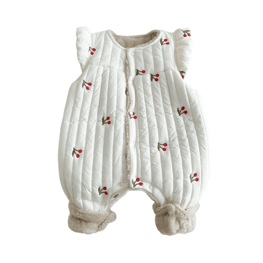 Thumbnail 1 for Autumn and Winter Cotton Printed Fleece -Lined Sleeveless One Piece Romper 