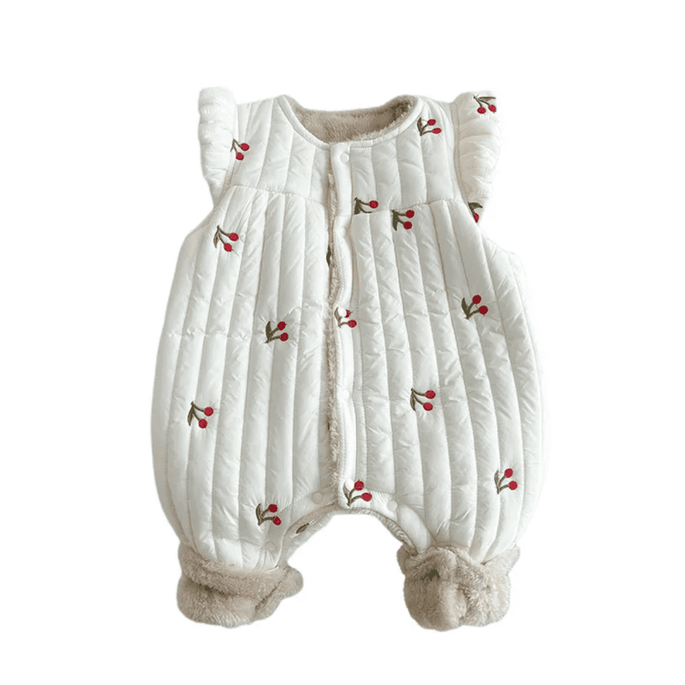 Thumbnail 3 for Autumn and Winter Cotton Printed Fleece -Lined Sleeveless One Piece Romper 