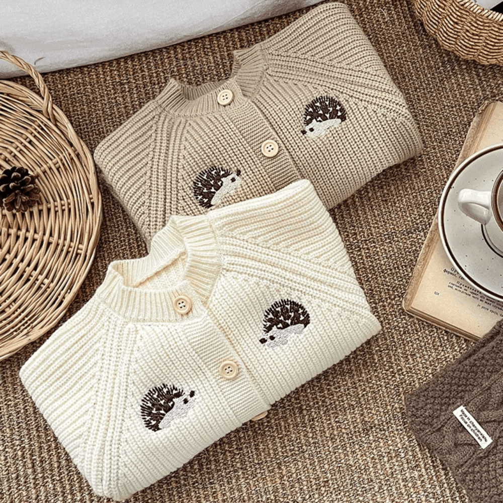 Thumbnail 4 for Cute Autumn Knitted Embroidered Hedgehog Long sleeve Jumpsuits