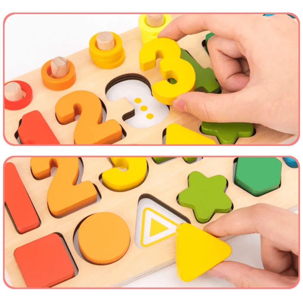 Thumbnail 3 for Children’s Digital Shape Matching Puzzle Building Blocks Wooden Toys