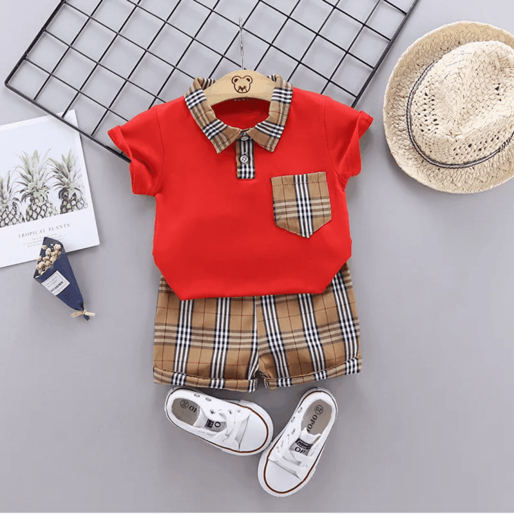 Thumbnail 2 for Casual Splicing Lapel Short - Sleeve T shirt Loose Shorts Two piece Set