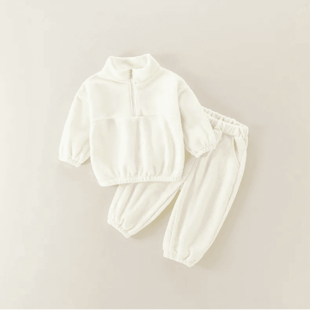 Thumbnail 2 for Autumn & Winter Children’s Casual Solid Plush Sweatshirt & Sweatpants Two Piece Set