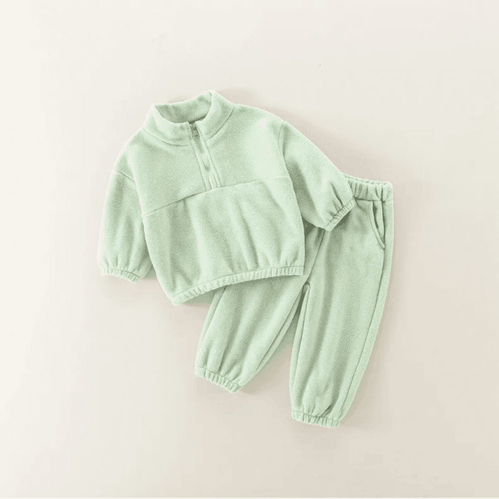 Thumbnail 3 for Autumn & Winter Children’s Casual Solid Plush Sweatshirt & Sweatpants Two Piece Set