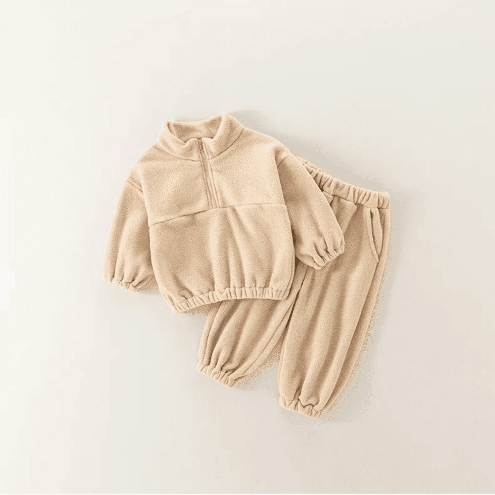 Thumbnail 4 for Autumn & Winter Children’s Casual Solid Plush Sweatshirt & Sweatpants Two Piece Set