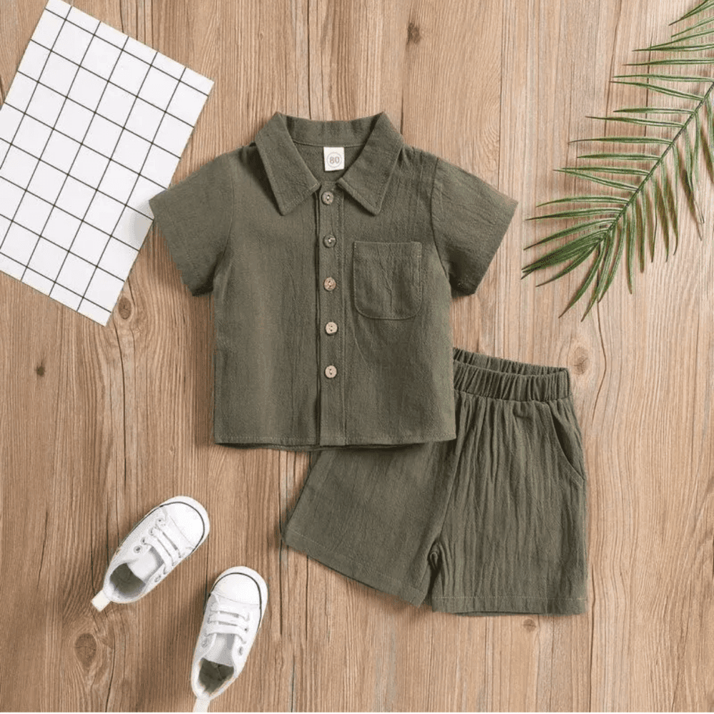 Thumbnail 3 for Linen Short Sleeve Blouse Loose Shorts Two Piece Set