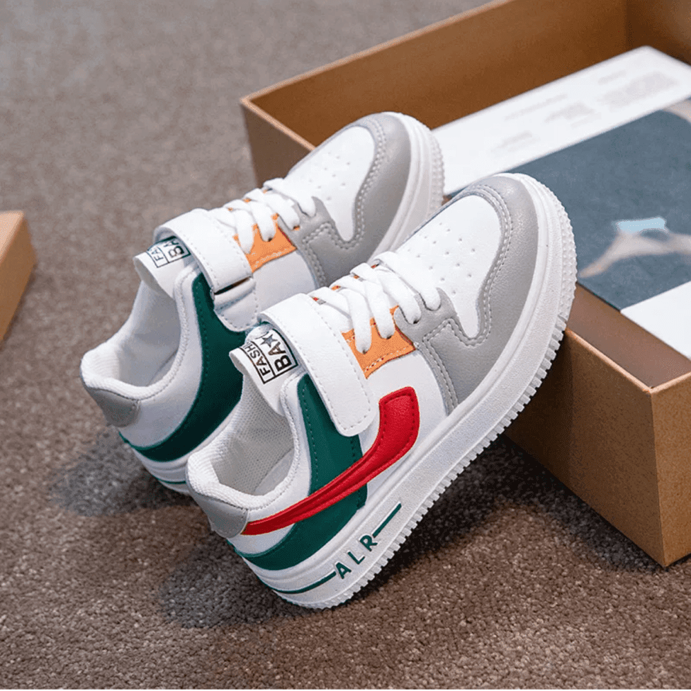 Thumbnail 2 for Colorblock sneakers Leather Flat Sneakers 