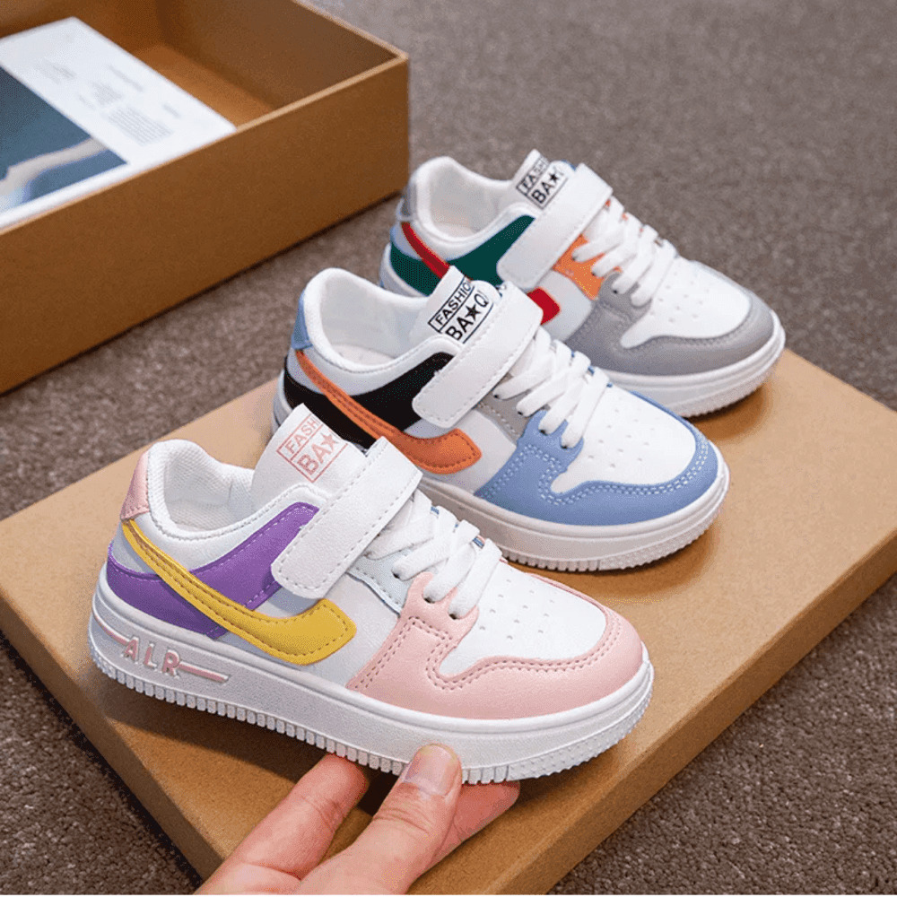 Thumbnail 4 for Colorblock sneakers Leather Flat Sneakers 
