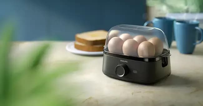 Thumbnail 3 for Philips 3000 Series Egg Cooker, 6 Egg Capacity, 400W, Deep Black, HD9137/91