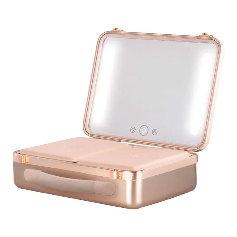 Beautifect Box - Multi-Compartment Makeup Box with Built-in Mirror - Gold view 3
