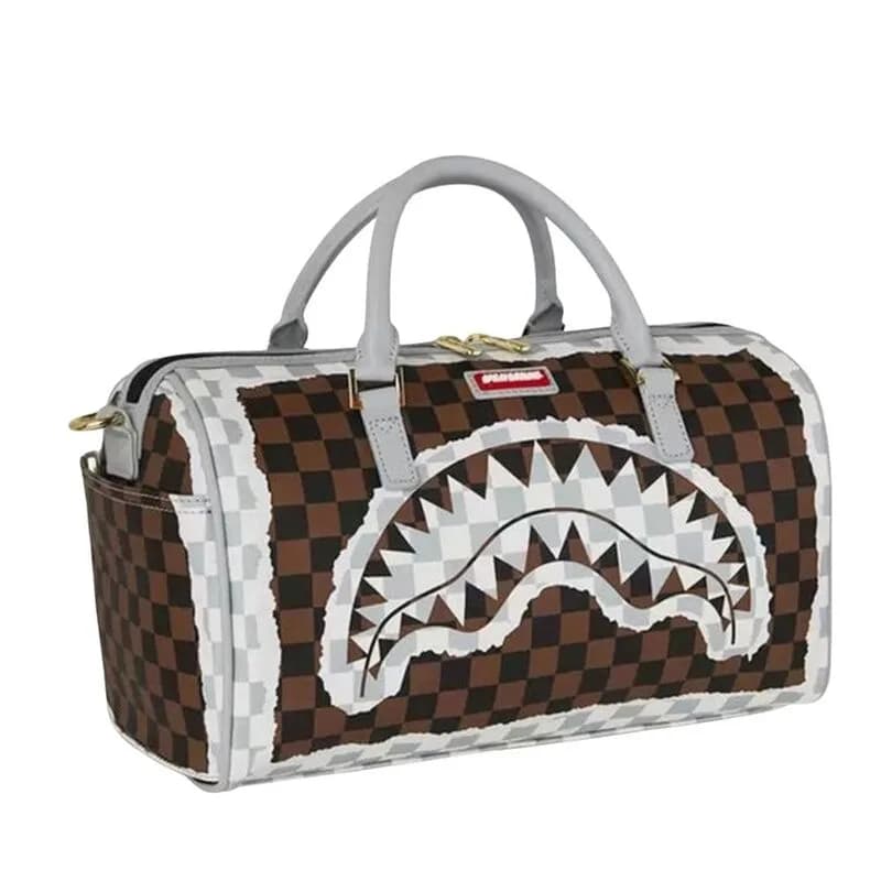 Sprayground Cream & Brown Tear Check Mini Duffle view 2