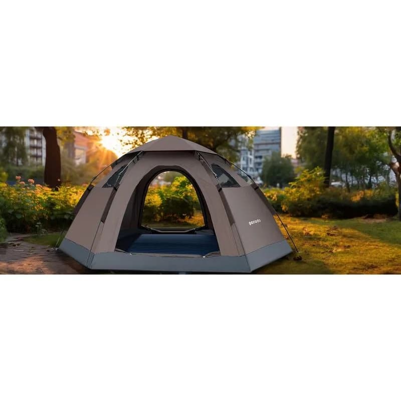 Porodo Lifestyle 4 Person Easy Pop Up Automatic Camping Tent 2000MM - Light Brown view 2