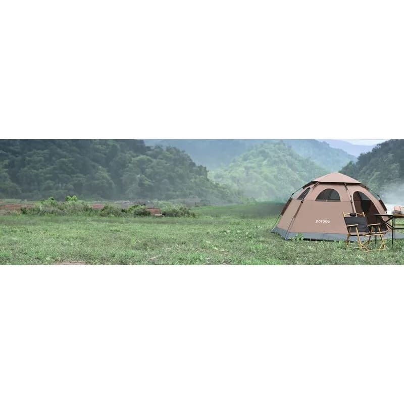 Porodo Lifestyle 4 Person Easy Pop Up Automatic Camping Tent 2000MM - Light Brown view 3