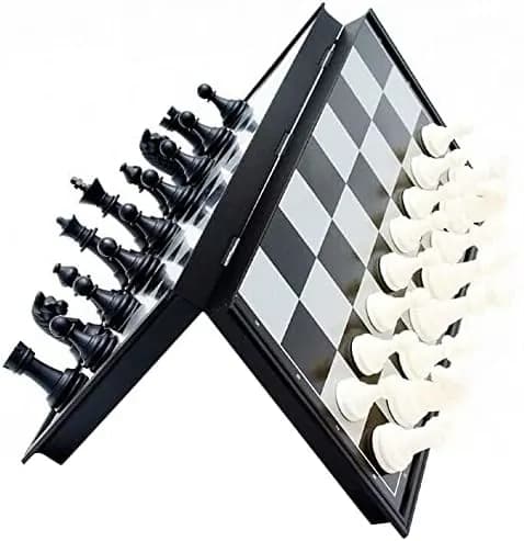 Chess Board Set Game, Magnetic Chess Piece Set with Chess Folding/Portable Storage Board, Traditional Game, Educational Toys for Kids/Children/Adults Gift (Gold/Silver, 25x25x2cm) view 6