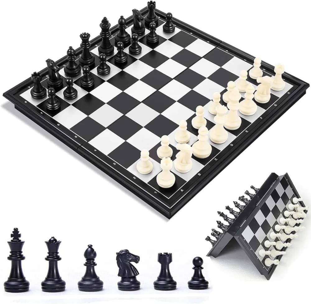 Chess Board Set Game, Magnetic Chess Piece Set with Chess Folding/Portable Storage Board, Traditional Game, Educational Toys for Kids/Children/Adults Gift (Gold/Silver, 25x25x2cm) view 4