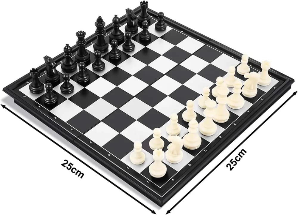 Chess Board Set Game, Magnetic Chess Piece Set with Chess Folding/Portable Storage Board, Traditional Game, Educational Toys for Kids/Children/Adults Gift (Gold/Silver, 25x25x2cm) view 2