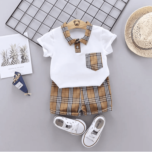 Casual Splicing Lapel Short - Sleeve T shirt Loose Shorts Two piece Set