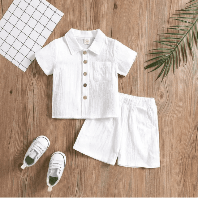 Linen Short Sleeve Blouse Loose Shorts Two Piece Set